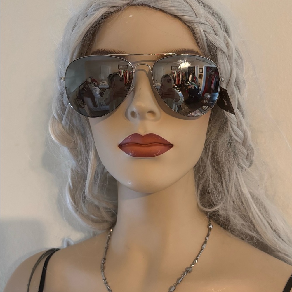 NWT True Religion Silver Mirrored Sunglasses